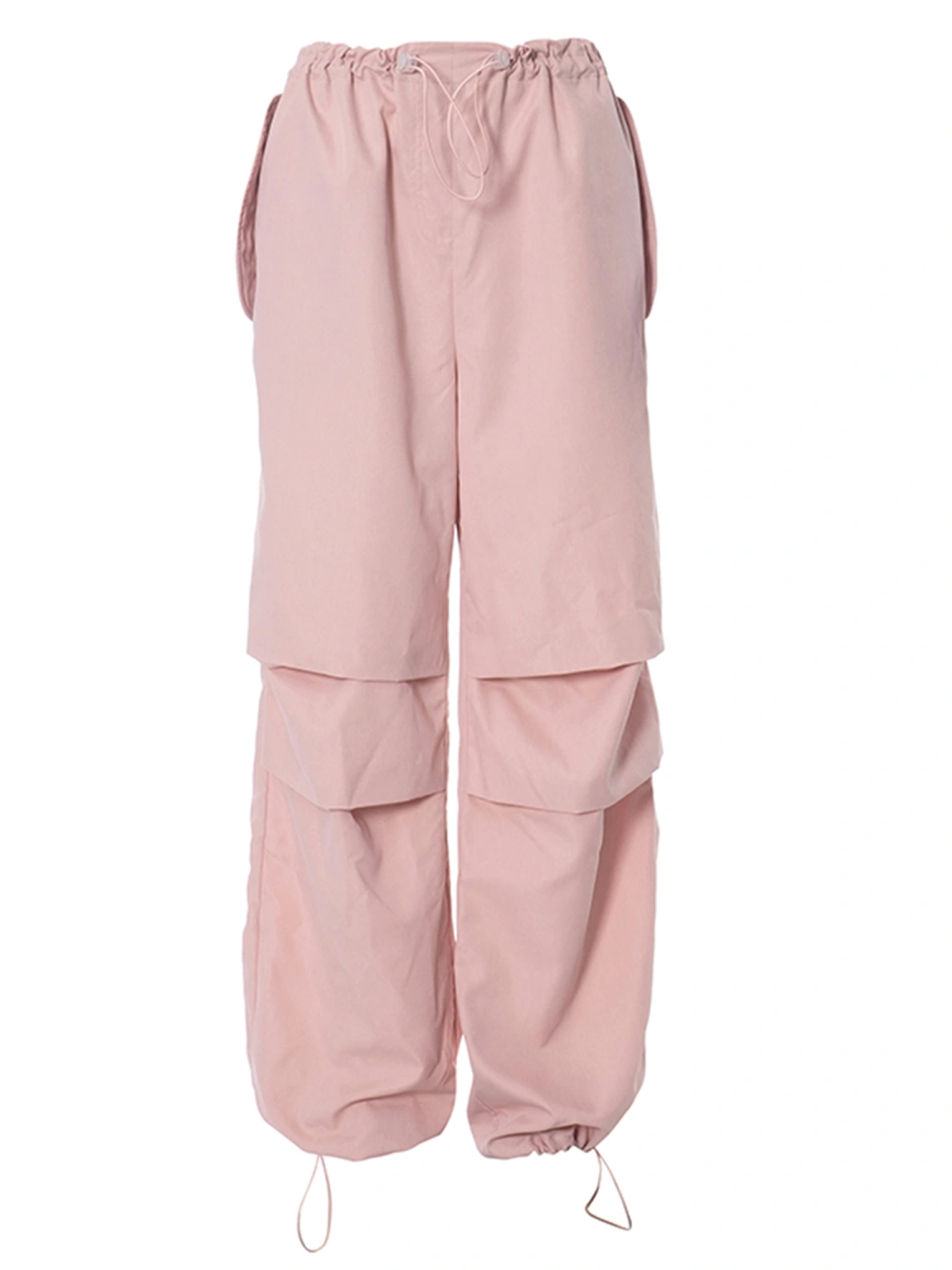 Women's Baggy Cargo Pants Drawstring Waist Solid Color Parachute Pants