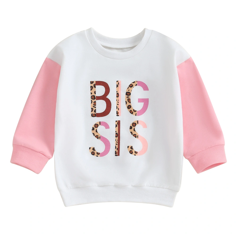 Kids Baby Girl Sweatshirt Leopard Letter Print Long Sleeve Pullovers