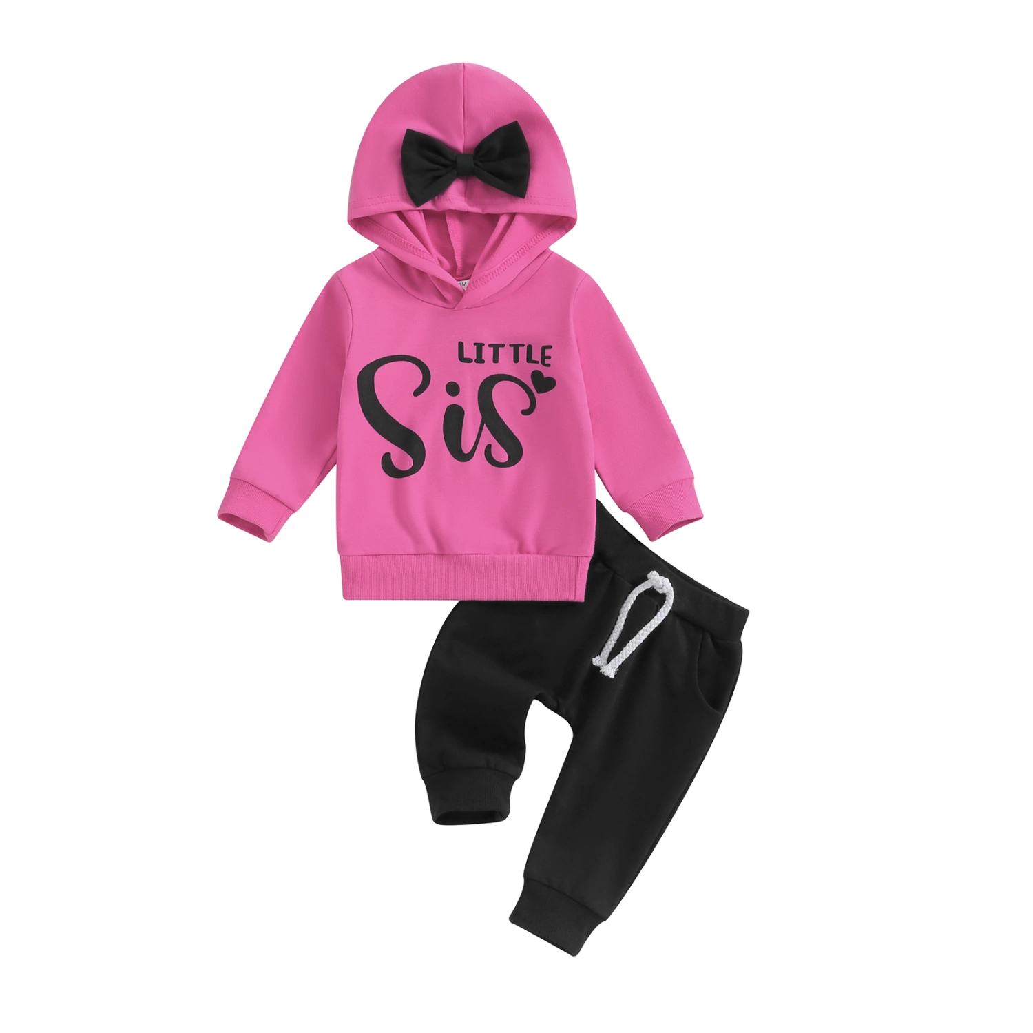 Baby Girl Fall Outfits Letter Print Bowknot Hooded Hoodies Pants