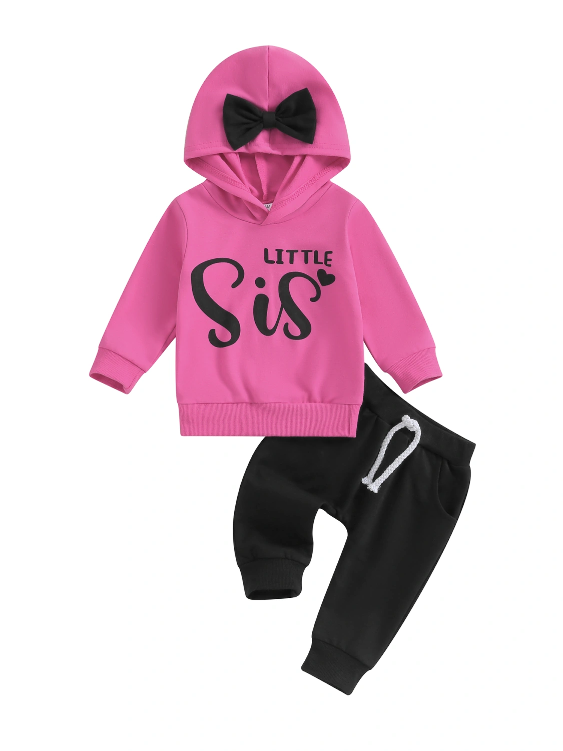 Baby Girl Fall Outfits Letter Print Bowknot Hooded Hoodies Pants
