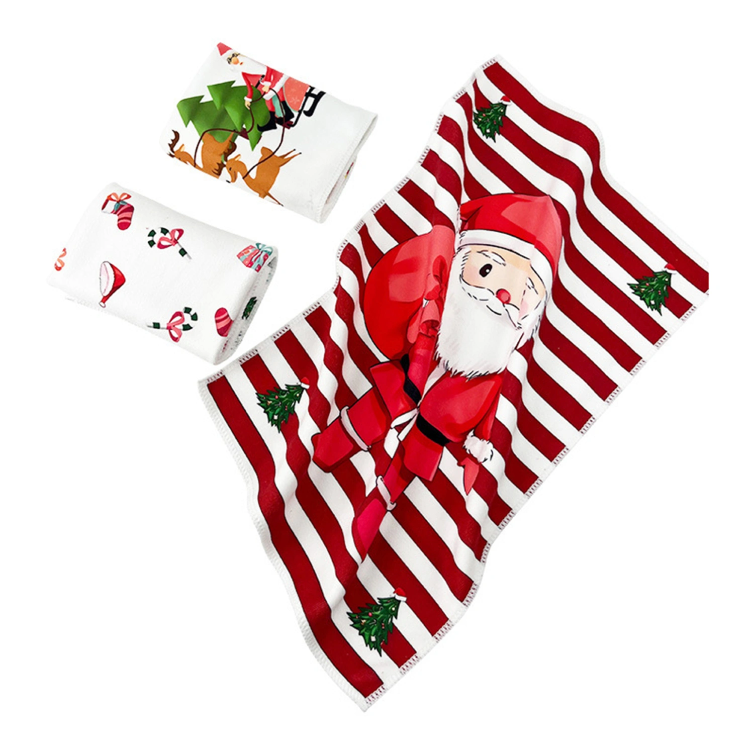 Christmas Hand Towels Cute Santa Snowflake Gift Print Face Washcloth