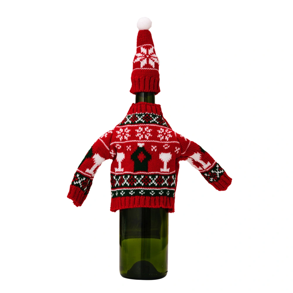 Cute Christmas Sweater Hat Set Wine Bottle Cover Christmas Wine Sleeve