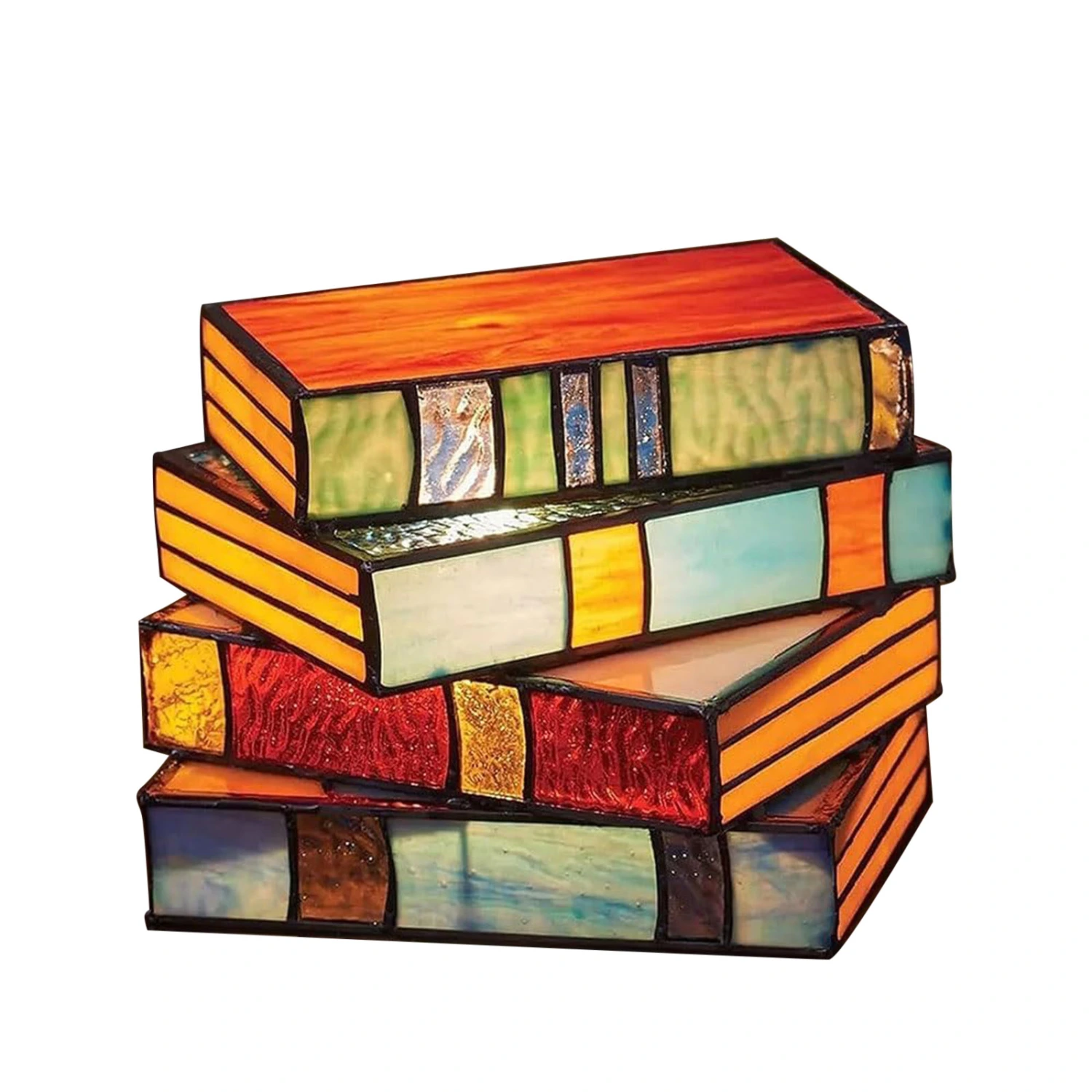 Stained Glass Stacked Books Lamp Table Lamp Retro Bedside Lamps