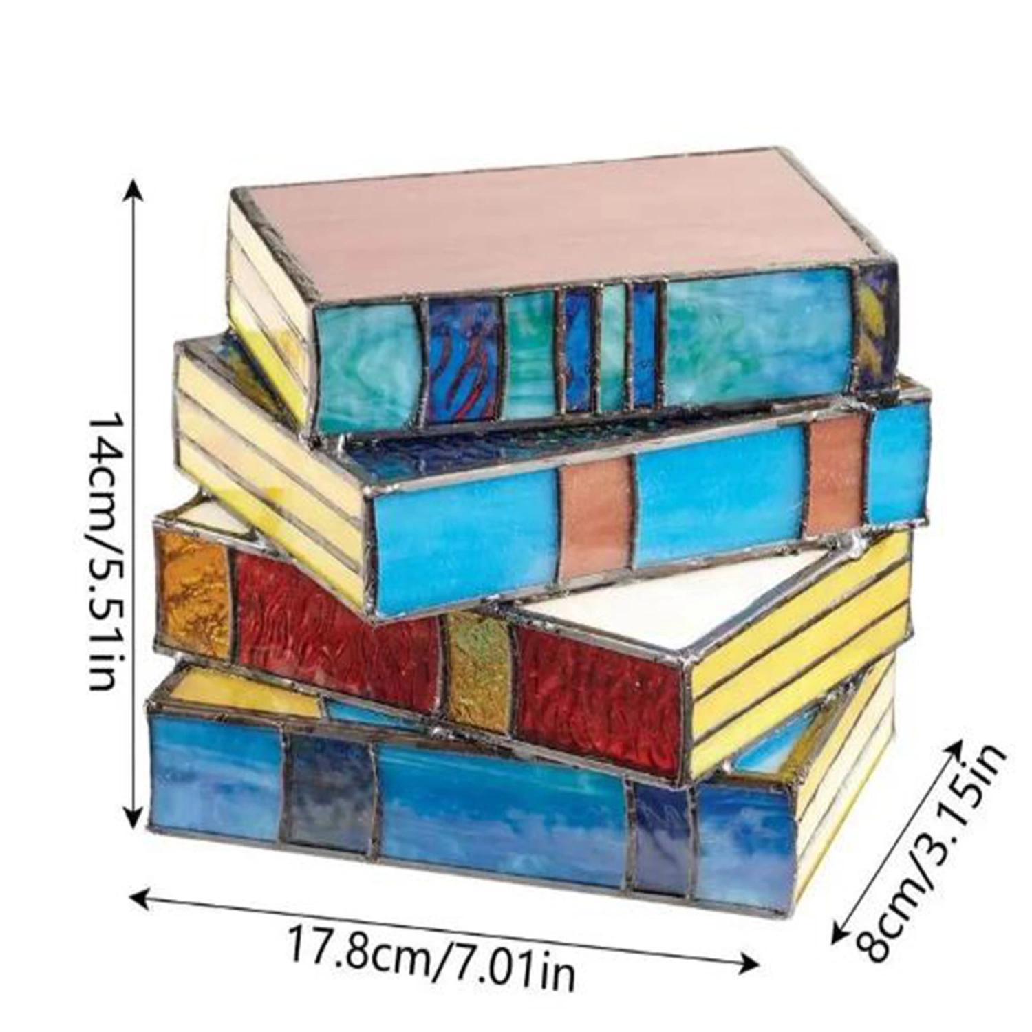Stained Glass Stacked Books Lamp Table Lamp Retro Bedside Lamps