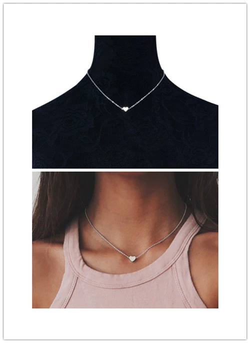 Women/Girls Elegant Jewelry Necklace Crystal Heart-Shaped Ornament Chain