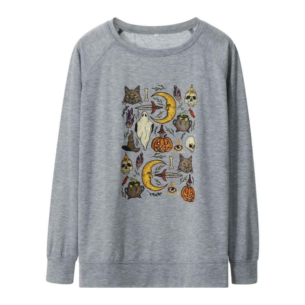 Women Halloween Graphic Print Oversized Long Sleeve Sweatshirt