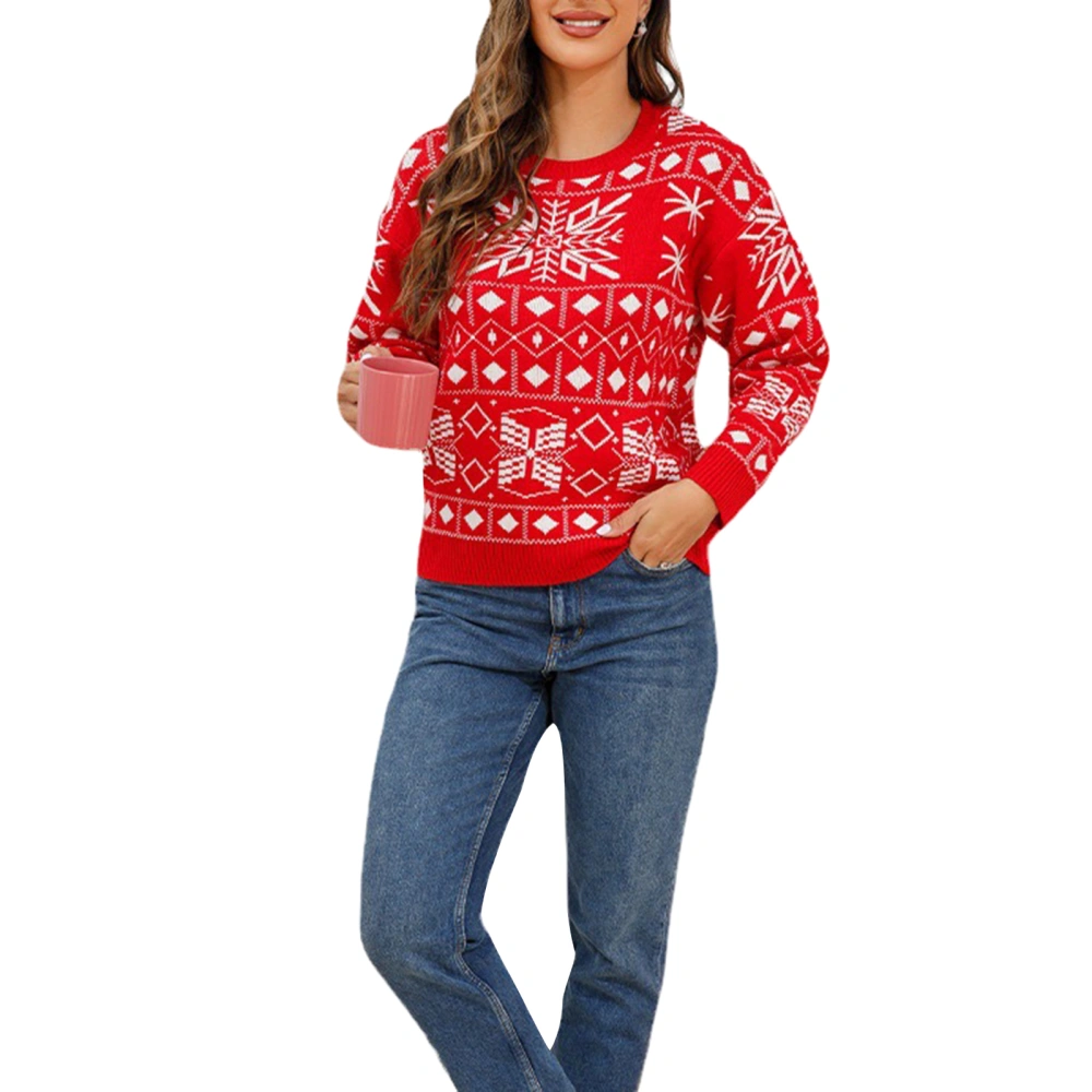 Women's Christmas Sweaters Snowflake Graphic Print Long Sleeve Tops