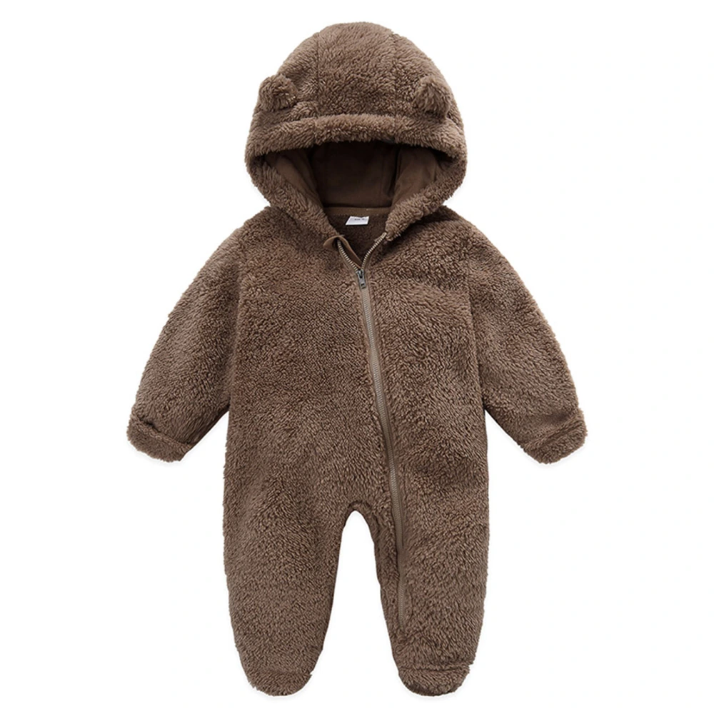 Baby Jumpsuit, Long Sleeve Hooded Zipper Closure Winter Romper