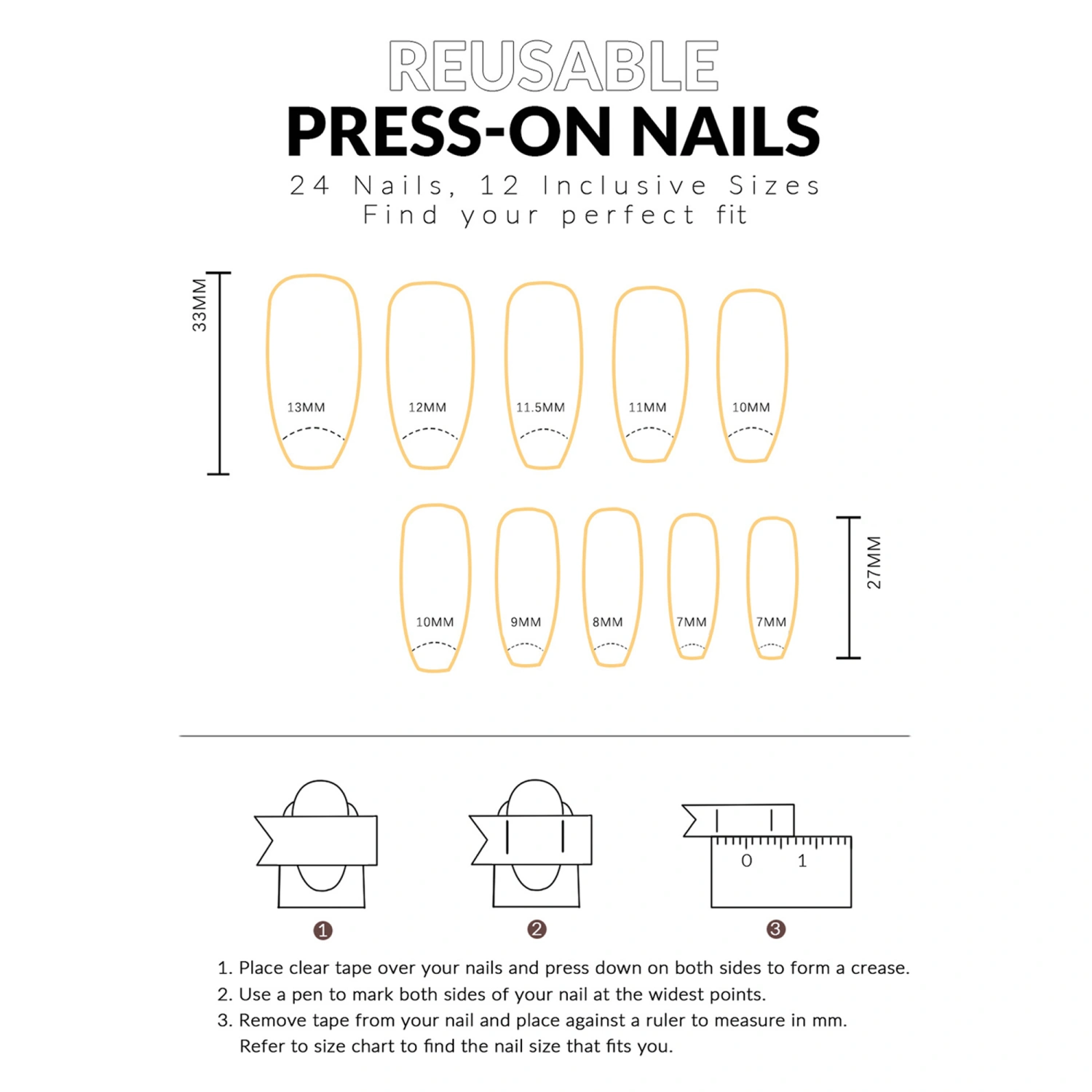 Halloween Press on Nails 24Pcs Long Square Nails with Coffin Designs