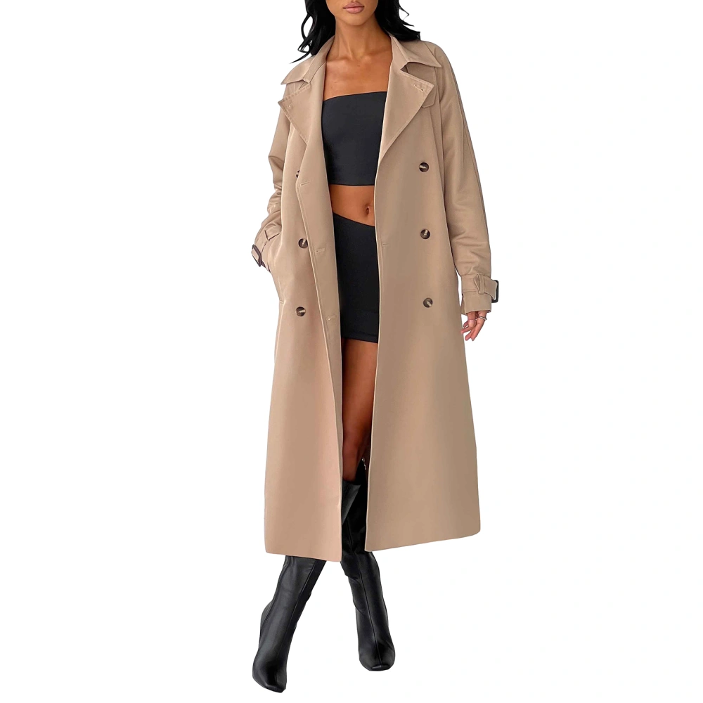 Women Trench Coat Double Breasted Windbreaker Jacket with Belt