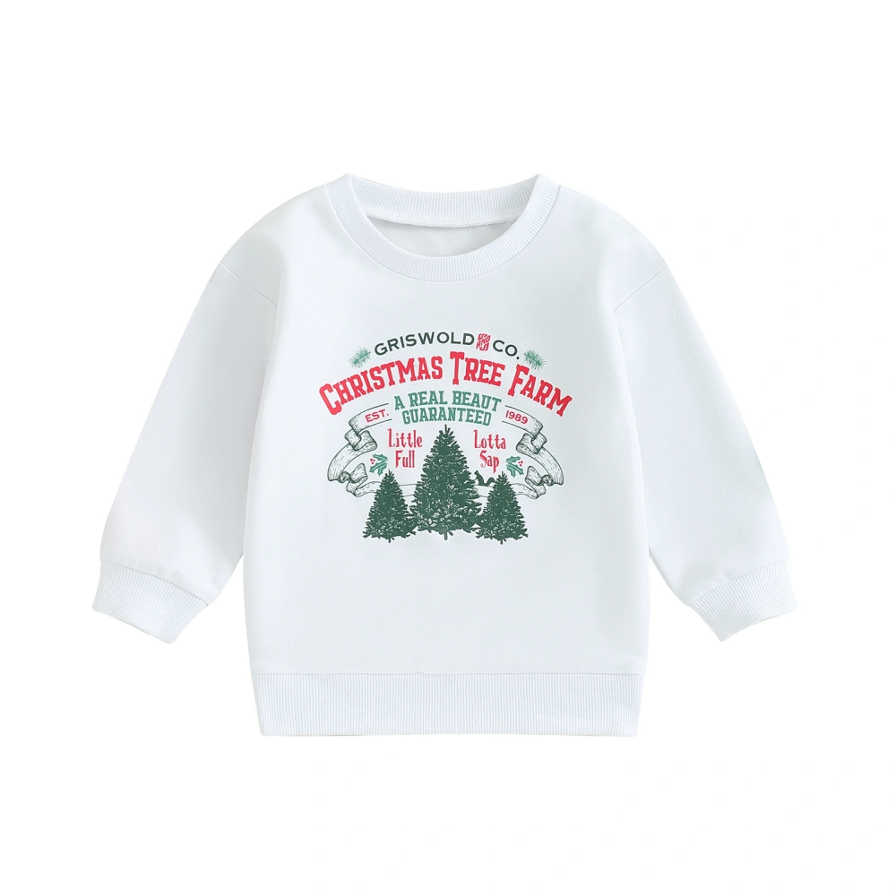 Girl Boy Christmas Letter Print Crew Neck Long Sleeve Sweatshirts 