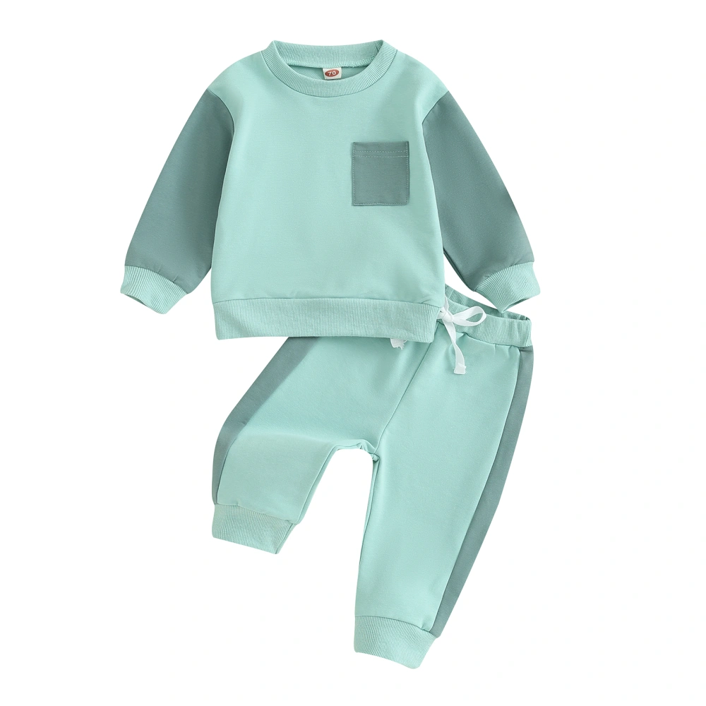 Baby Boys Pants Set, Contrast Color Long Sleeve Sweatshirt Sweatpants