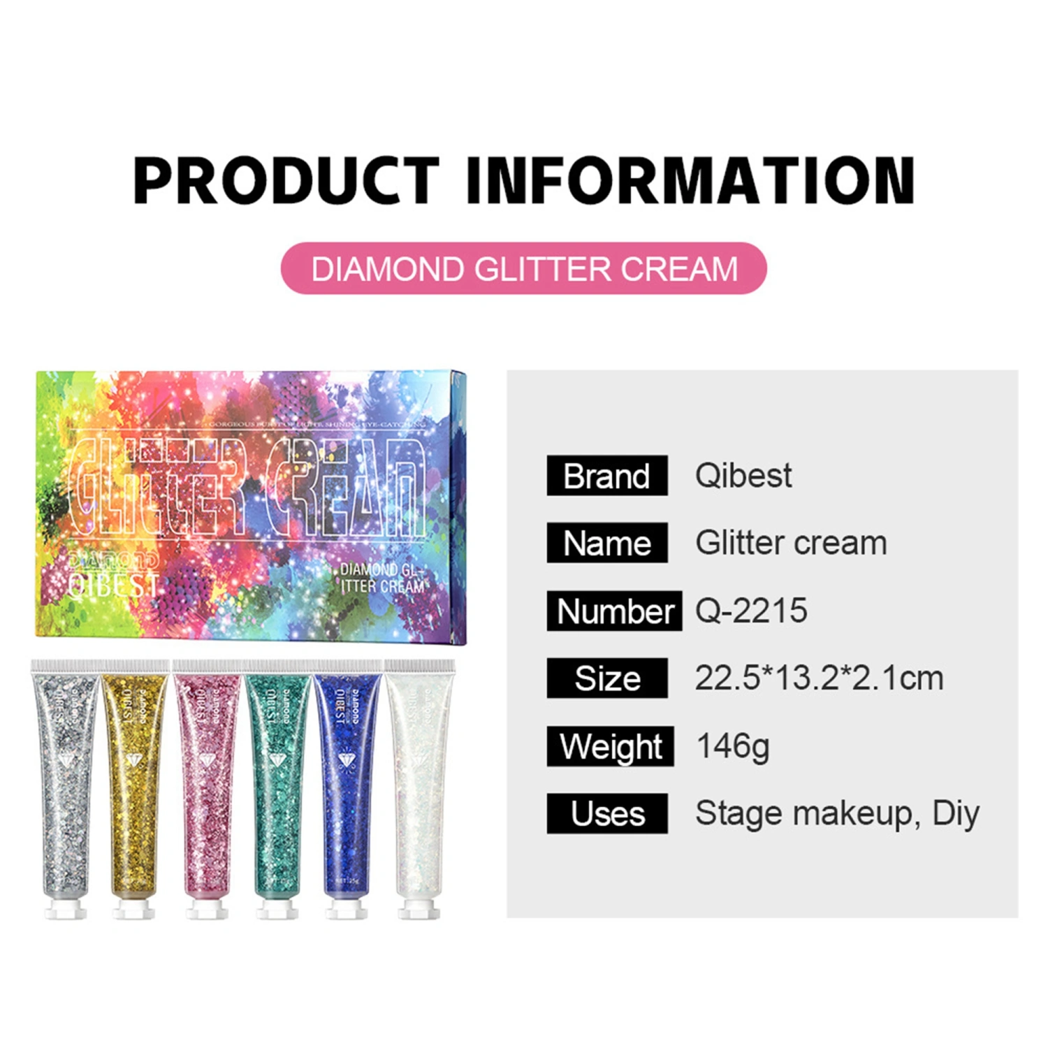 6PCS Glitter Eye Shadow Glitter Gel Body Lotion Stage Nightclub Makeup