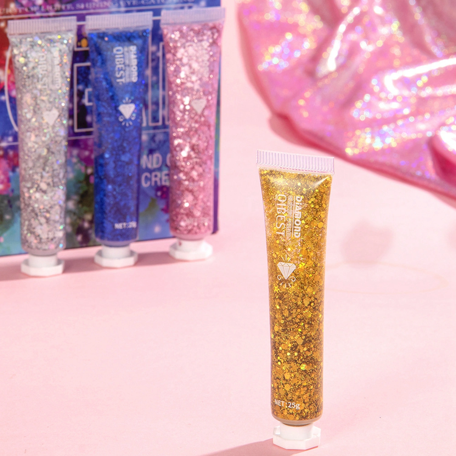 6PCS Glitter Eye Shadow Glitter Gel Body Lotion Stage Nightclub Makeup