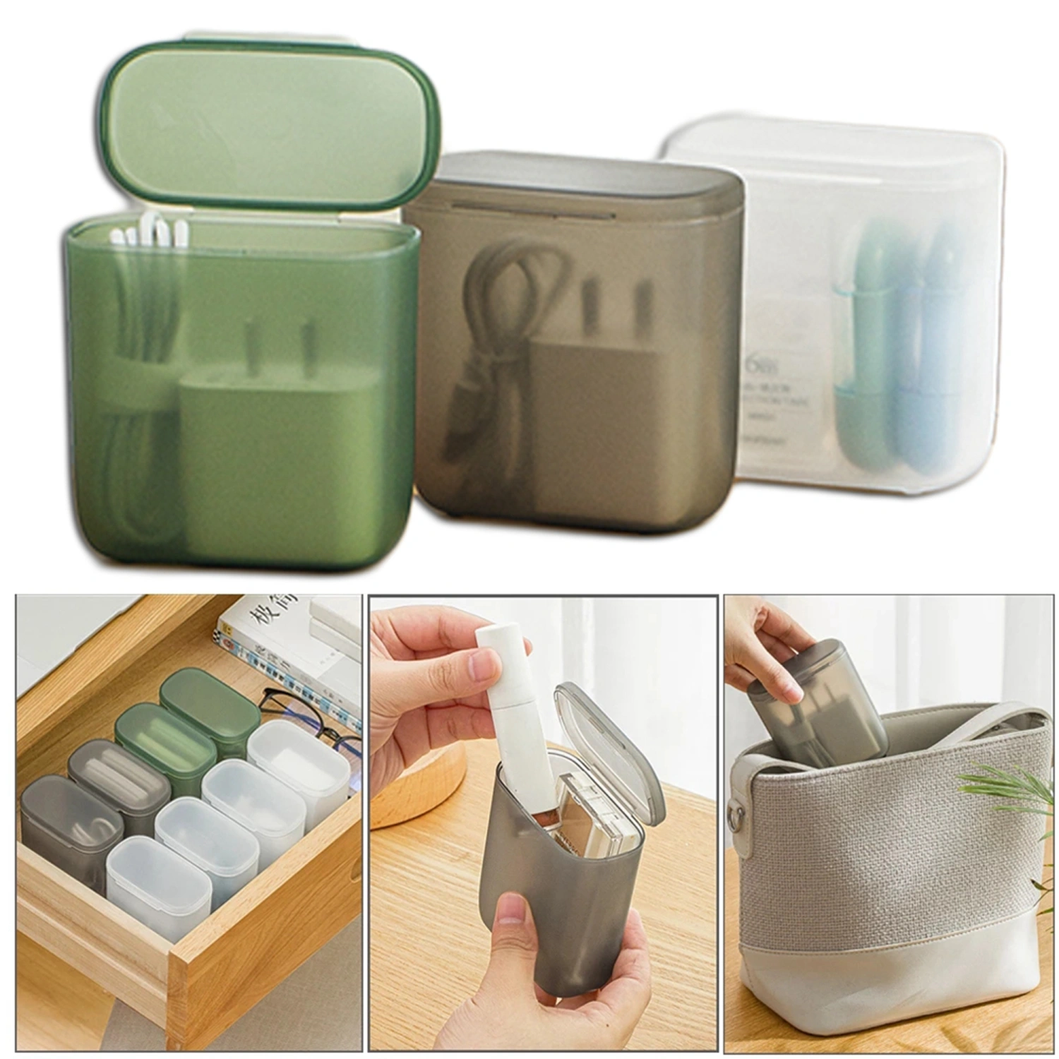 Plastic Transparent Headphone Organizer Anti-Fall Out Portable Box
