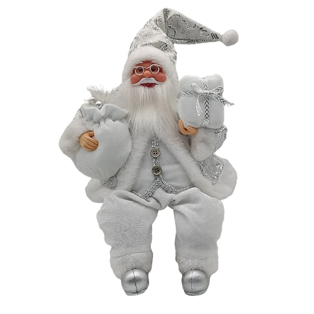 Christmas Sitting Santa Doll, Cute Dwarf Figurine with Gift Bag