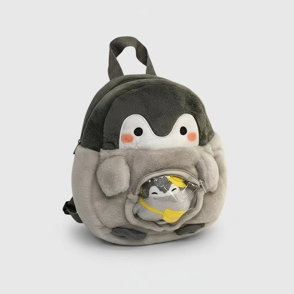 Kids Girls Backpack Lightweight Cute Penguin Doll Bookbags Backpack