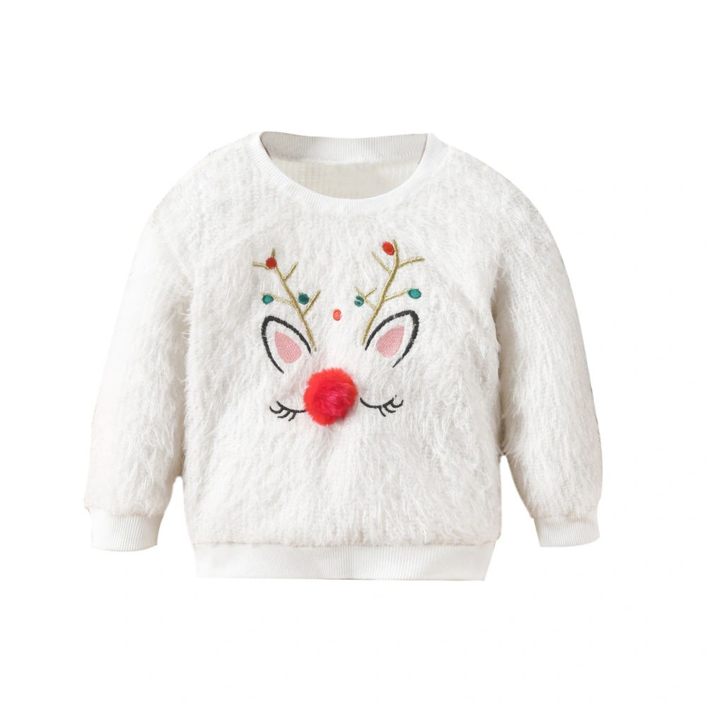 Girl Winter Sweater Christmas Reindeer Pattern Knit Pullovers Tops