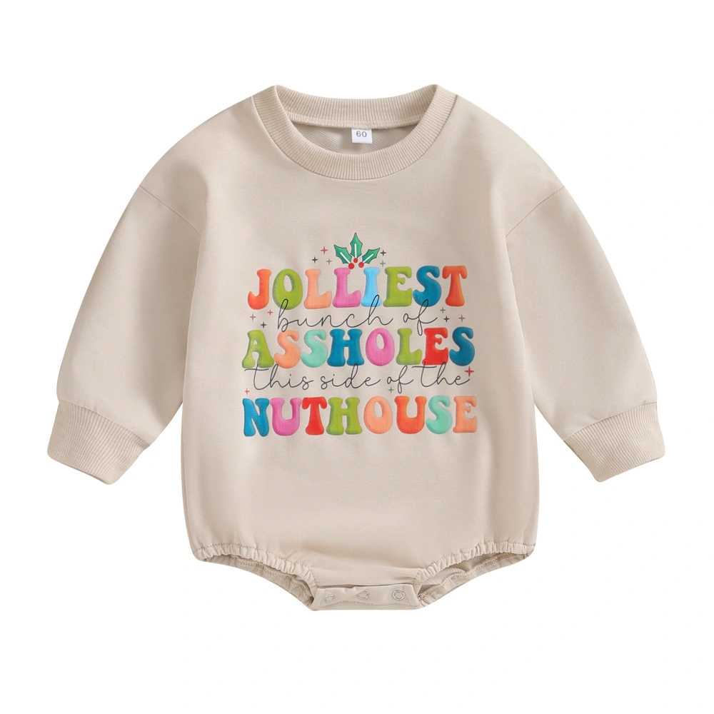 Baby Christmas Sweatshirt Jumpsuit Letter Print Long Sleeve Romper 