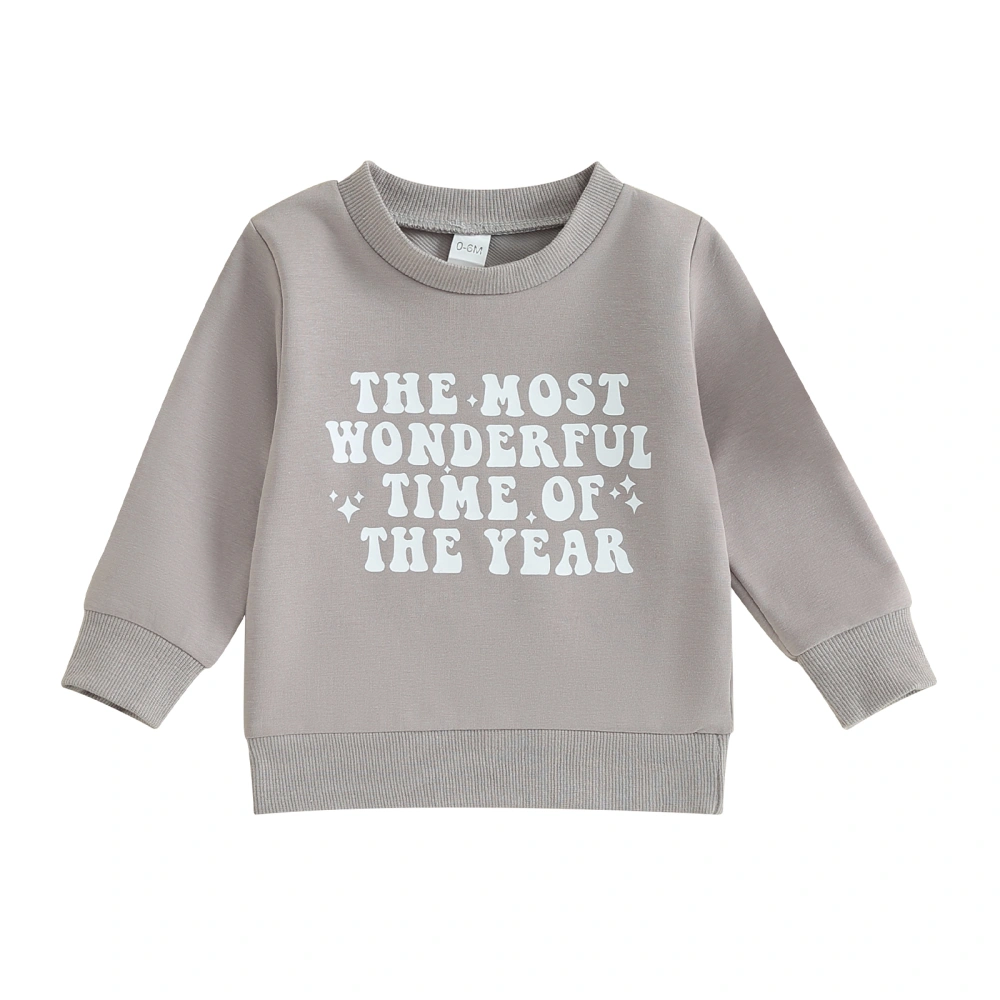 Baby Christmas Sweatshirt Letter Snowflake Print Long Sleeve Pullovers