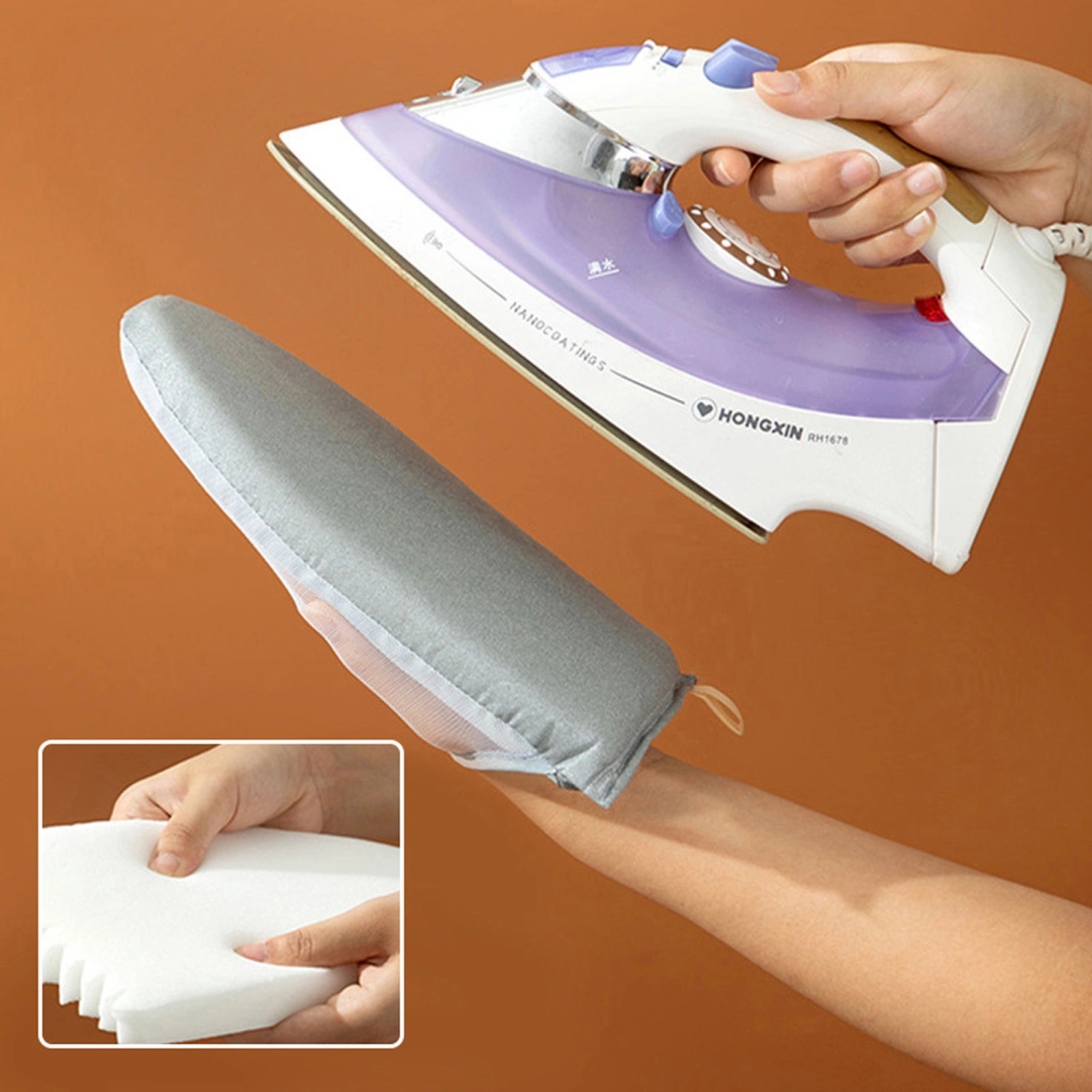 Garment Steamer Ironing Glove, Mini Ironing Board with Finger Loop