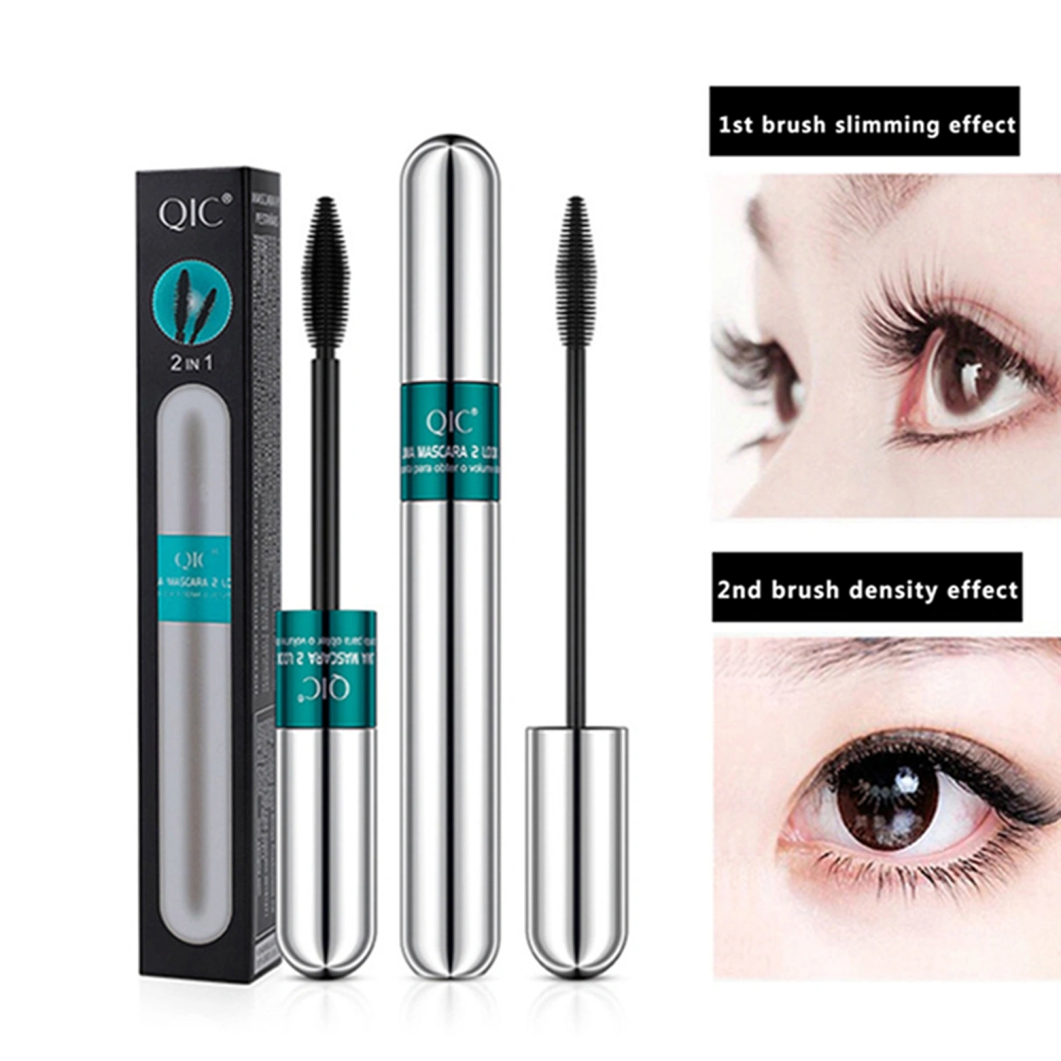Waterproof Eyelash Mascara Voluminous Lash Mascara with 2 Brush Head