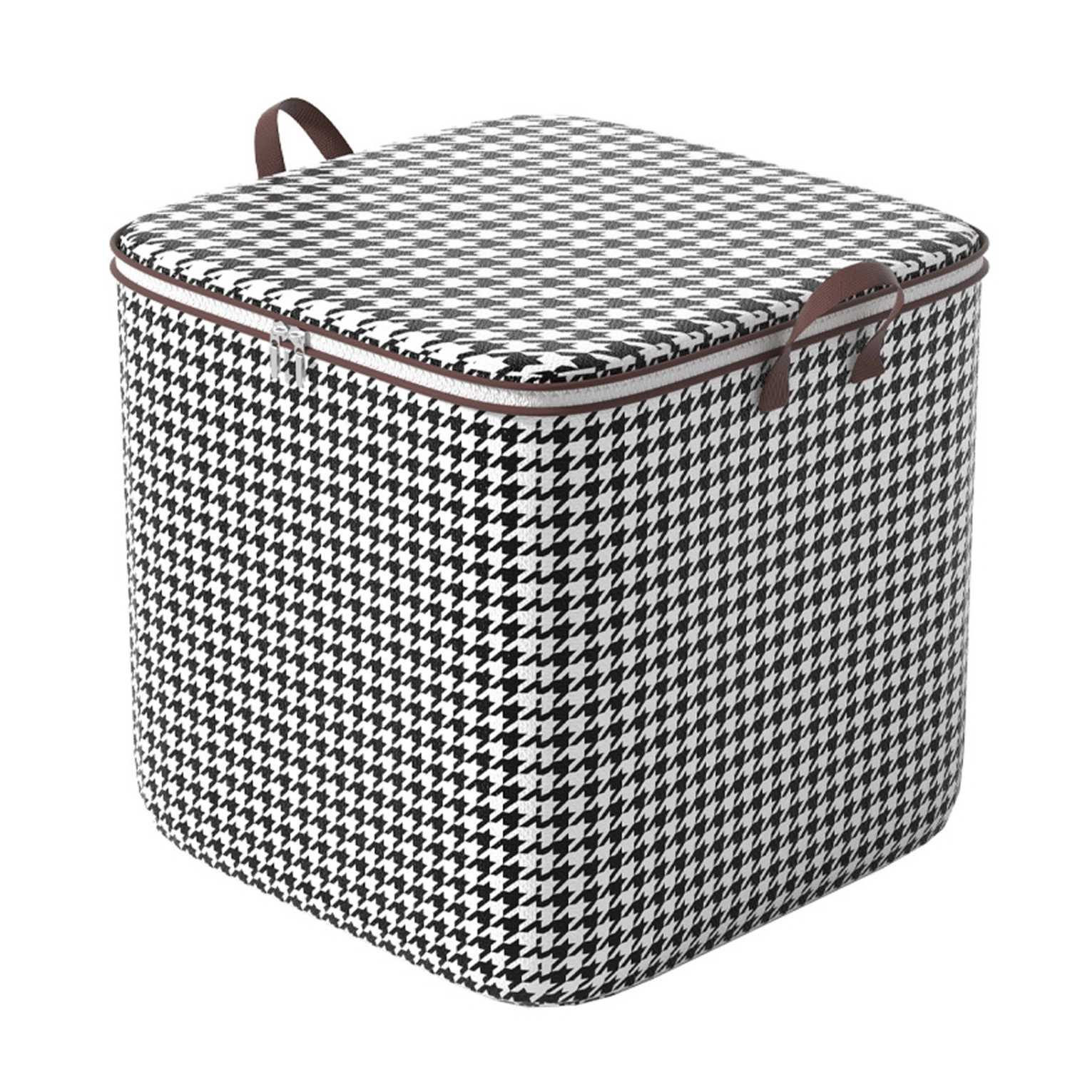 Fabric Storage Boxes with Lids Houndstooth Quilt Bins with Handle