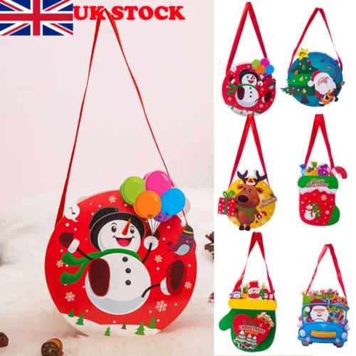 Christmas Candy Gift Bags Xmas Kids Children Santa Snowman Gifts Pack