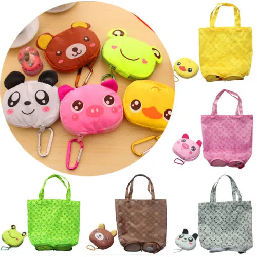 Foldable Shopping Bag Cartoon Animal Print Foldable and Portable Handbags