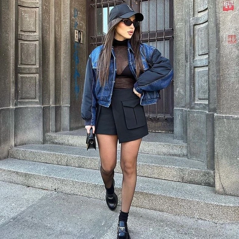 Women's Casual Patchwork Denim Pilot Jacket Coat