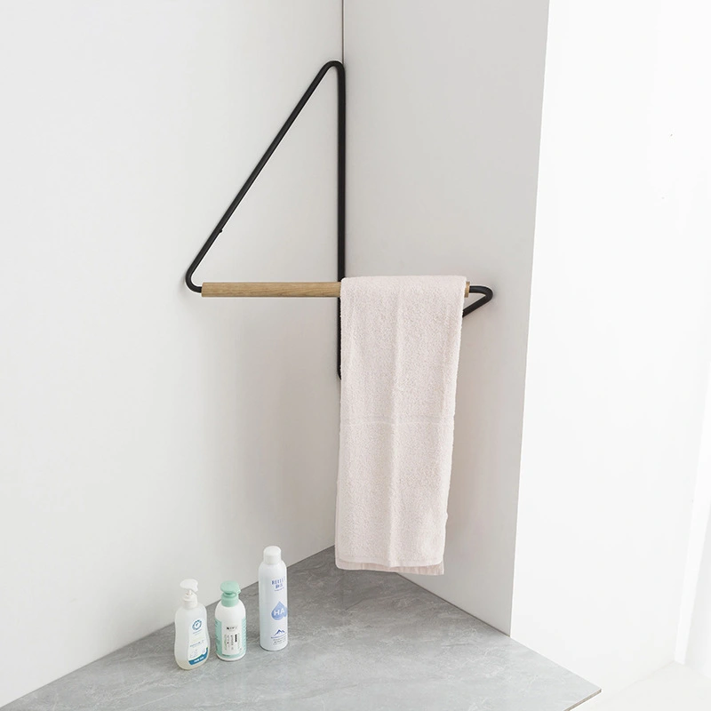 Simple Corner Wall Hanging Iron Wooden Corner Clothes Rack