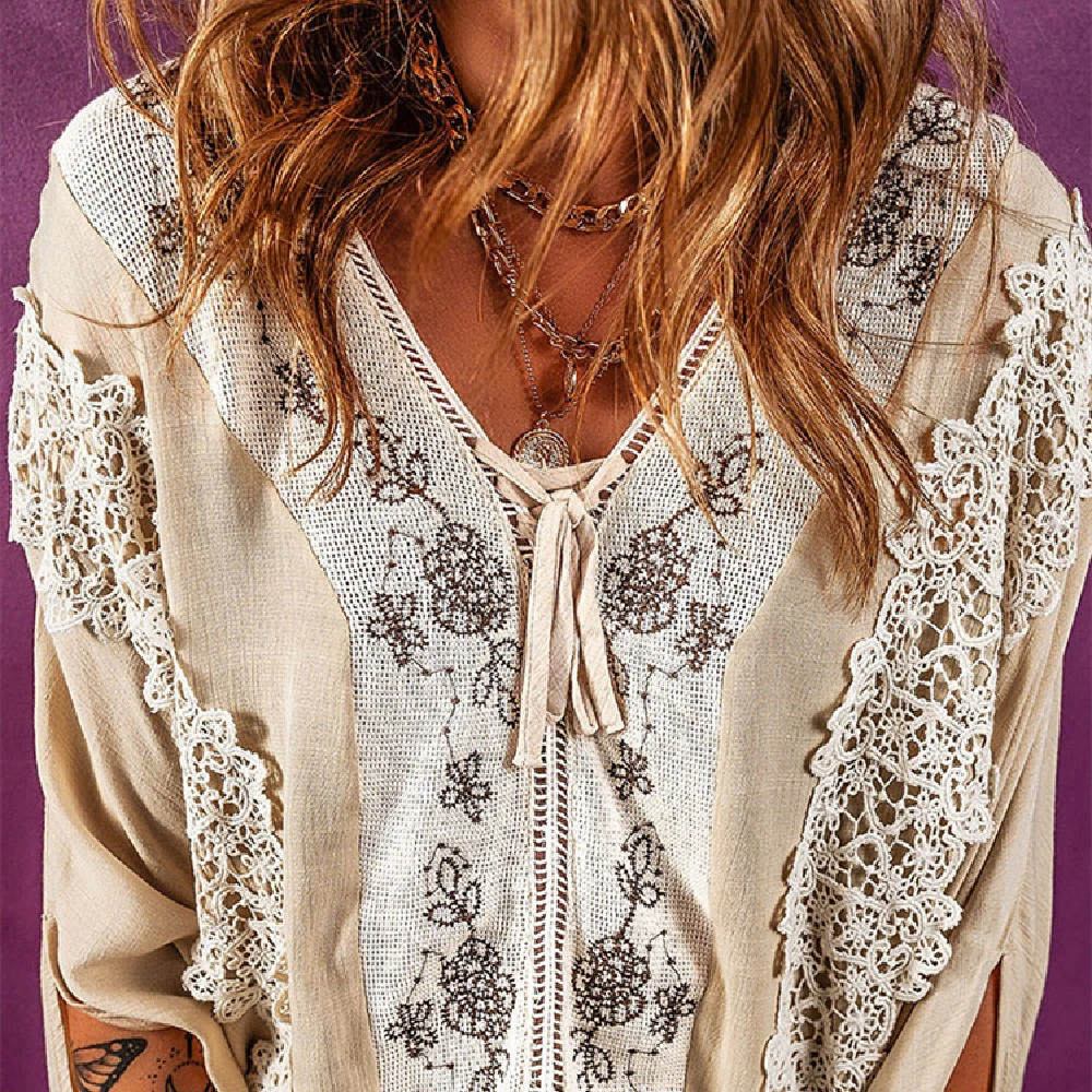 Women's V-neck Short-sleeved Chiffon Shirt