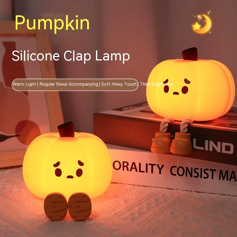 Pumpkin Lamp Small Night Lamp Halloween Silicone Pat Lamp Ambience Light