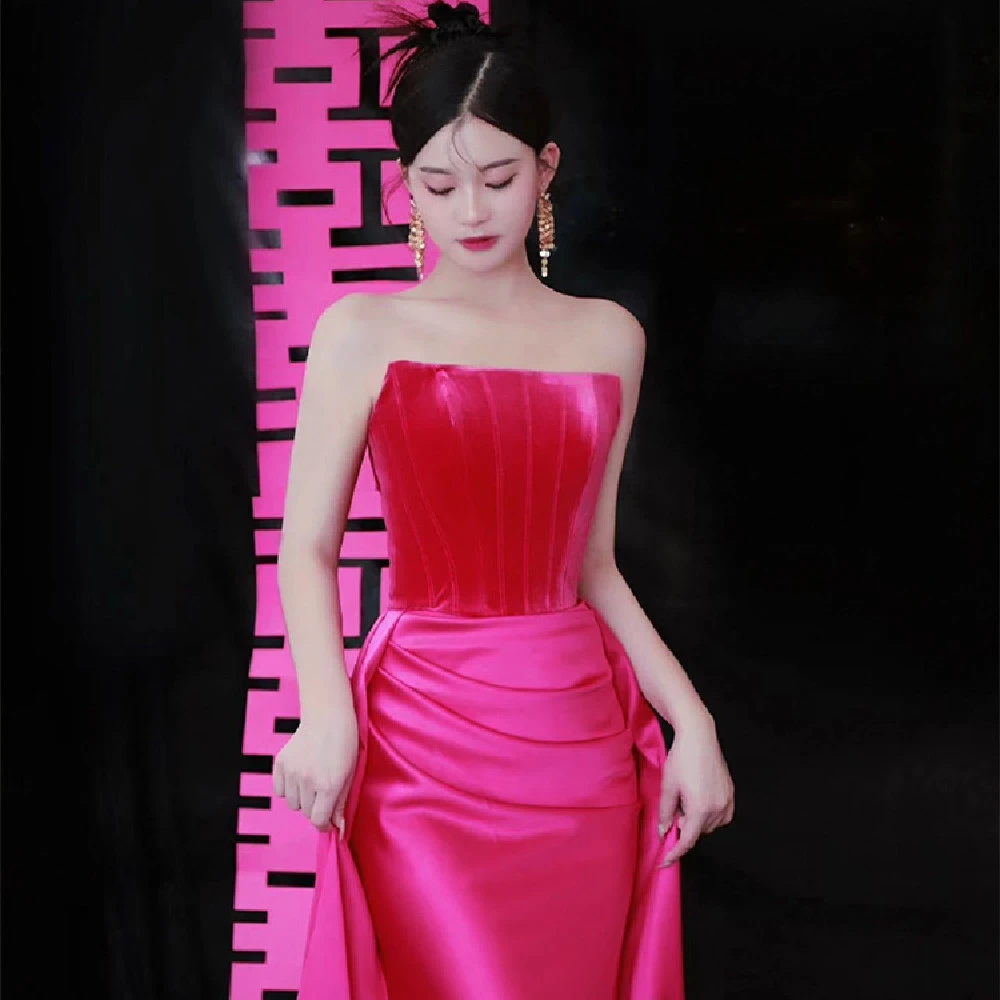 Women's Fashion Rose Red Dress