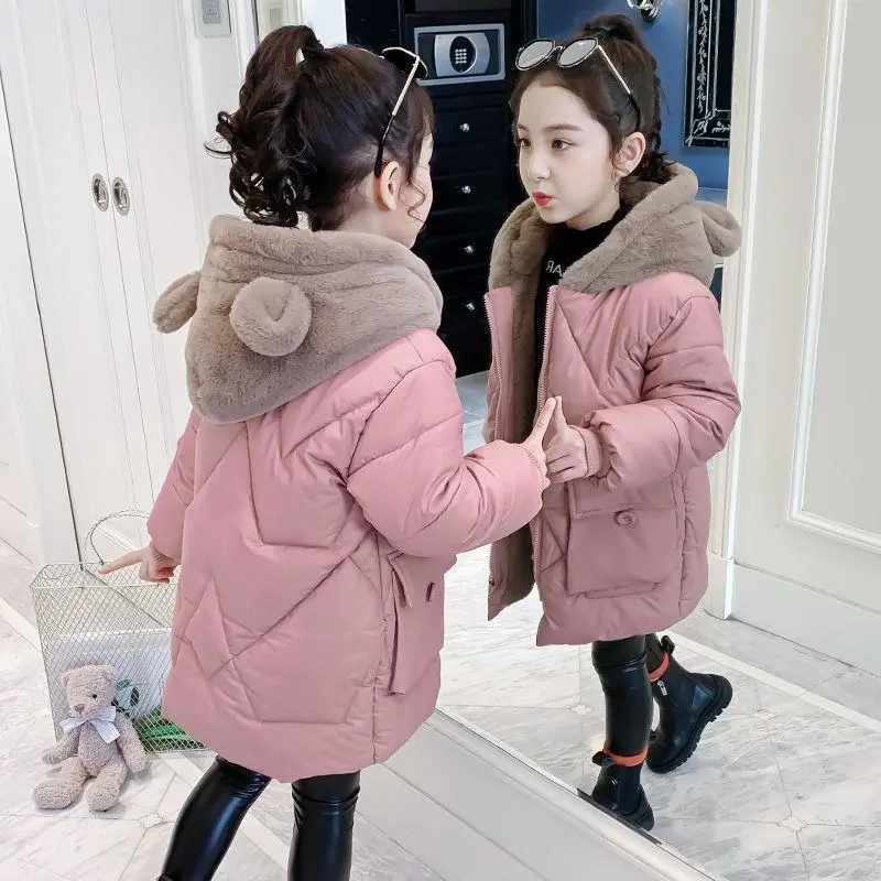 New Medium And Large Children's Down Cotton-padded Clothes Mid-length Fashionable Jacket