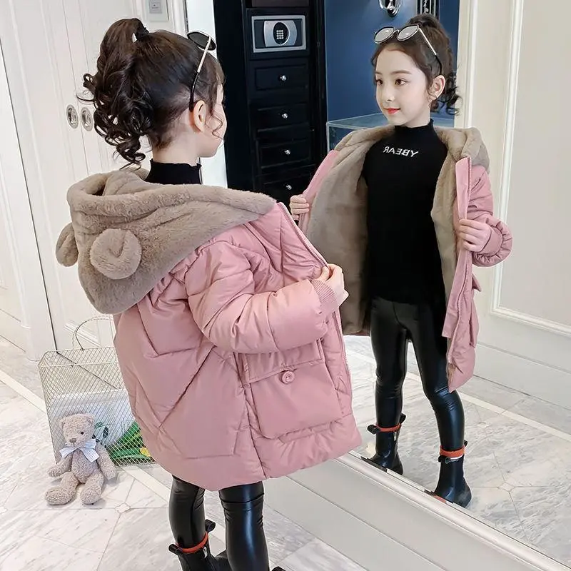 New Medium And Large Children's Down Cotton-padded Clothes Mid-length Fashionable Jacket