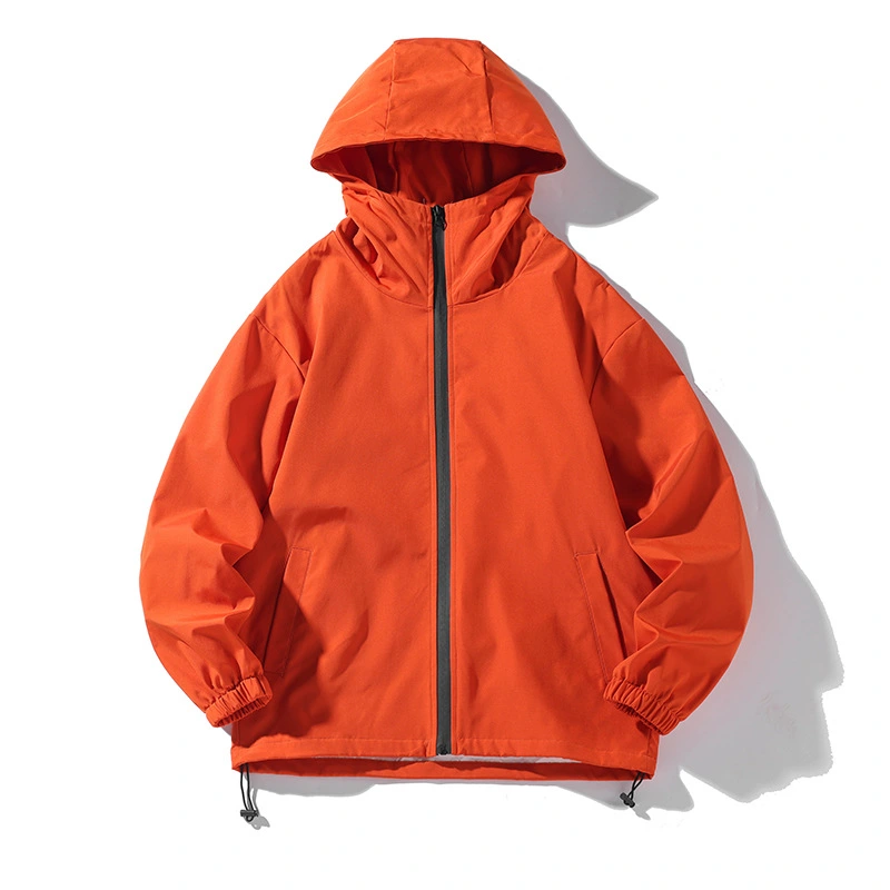 Cross-border Men's Waterproof Jacket Jacket Couple Trend Casual Hooded Solid Color Overalls