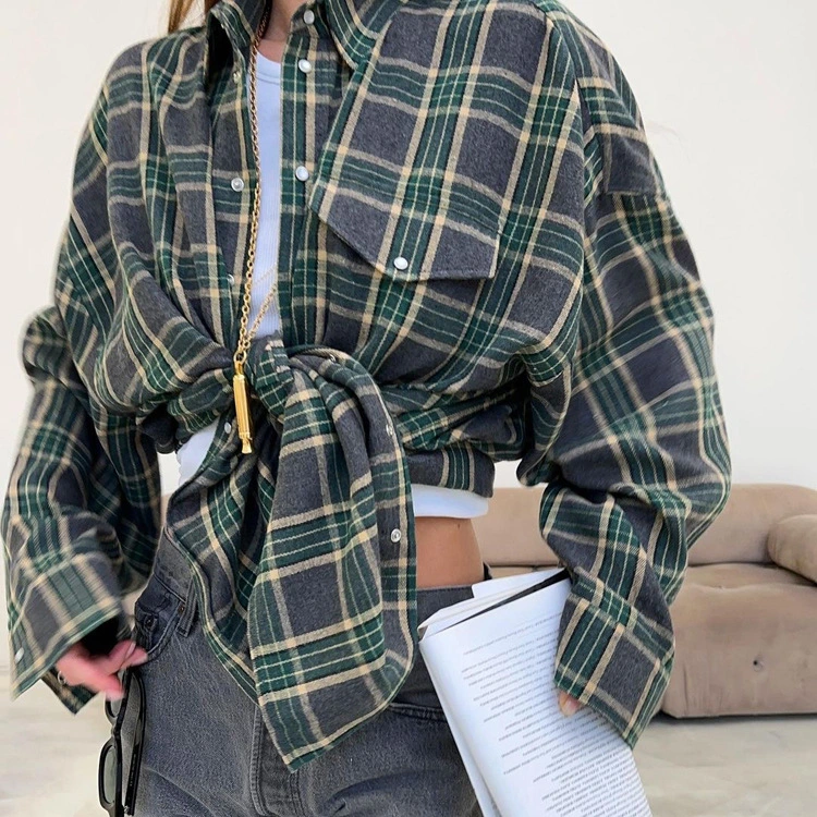 Wear Checkered Shirts For Autumn Women's Clothing In Europe And America