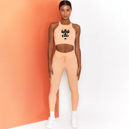 BTBY Fashion Casual Solid Color Knitted Yoga Suit