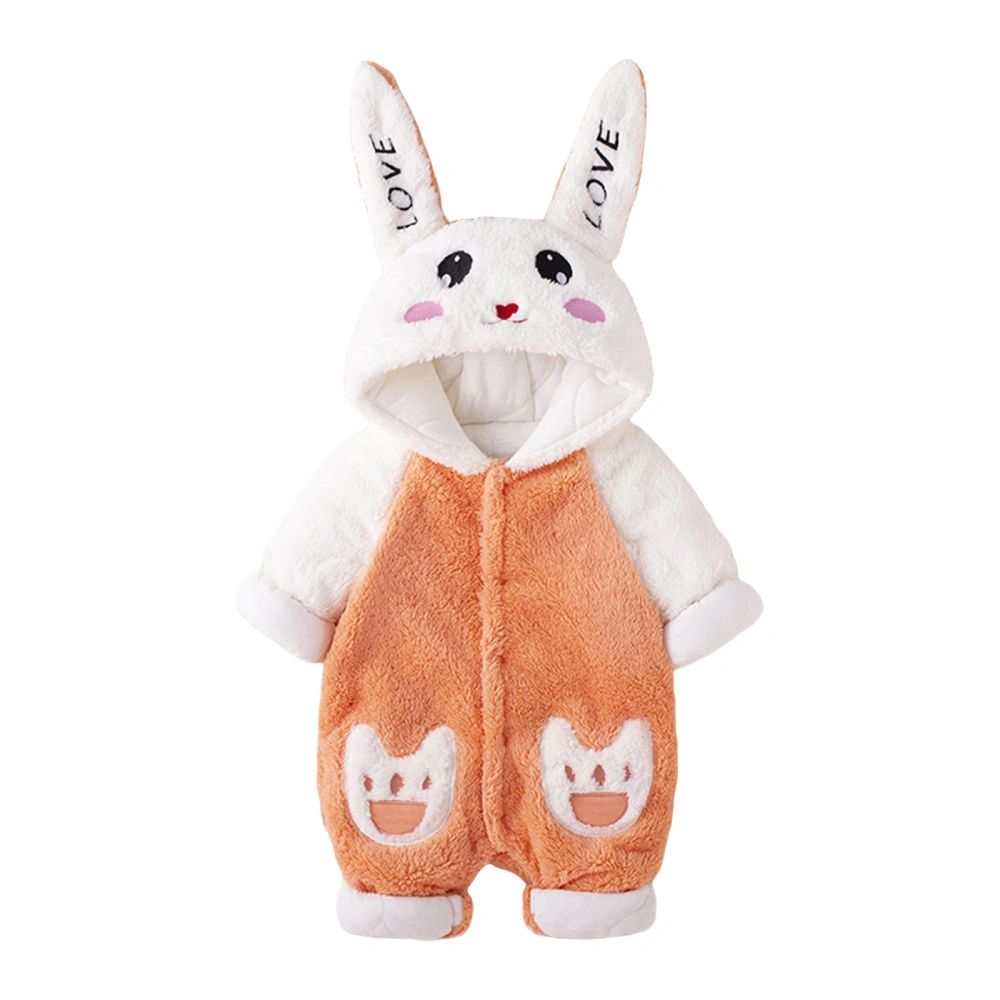 Infant Baby Fuzzy Bunny Costume Long Sleeve Hood Warm Romper