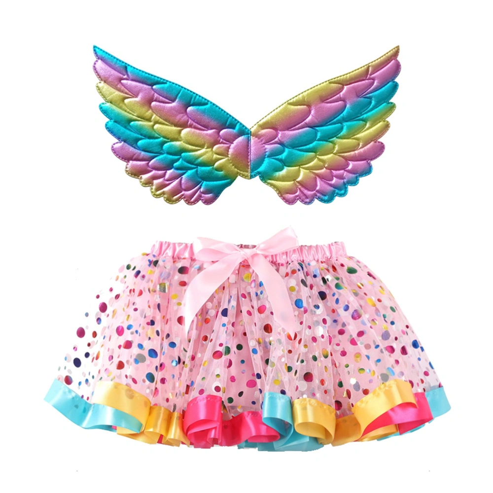 Kids Girls Tutu Skirts with Wing Star/Dot/Snowflake Print Costume