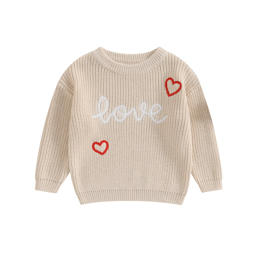 Baby Valentine's Day Sweater, Letter& Heart Long Sleeve Knitwear