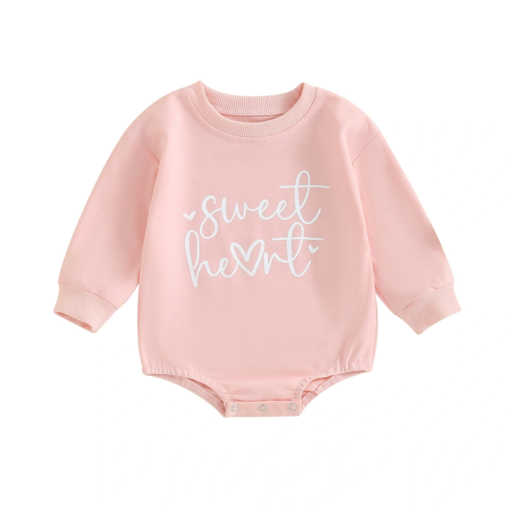 Baby Valentine’s Day Romper Long Sleeve Letter Heart Print Bodysuit