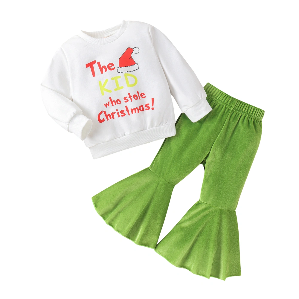 Toddler Girl Fall Outfits Santa Hat Letter Print Sweatshirts Pants