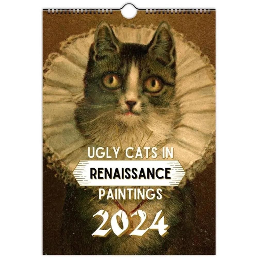 2024 Cat Wall Calendar,Daily Grid Personalized Notepads Planners