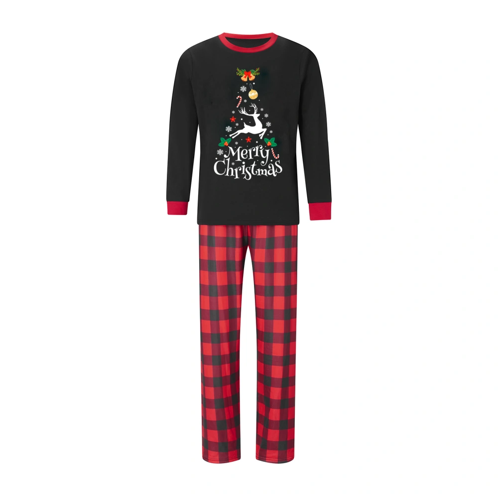 Christmas Family Pajamas Matching Set Letters T-shirt with Plaid Pants