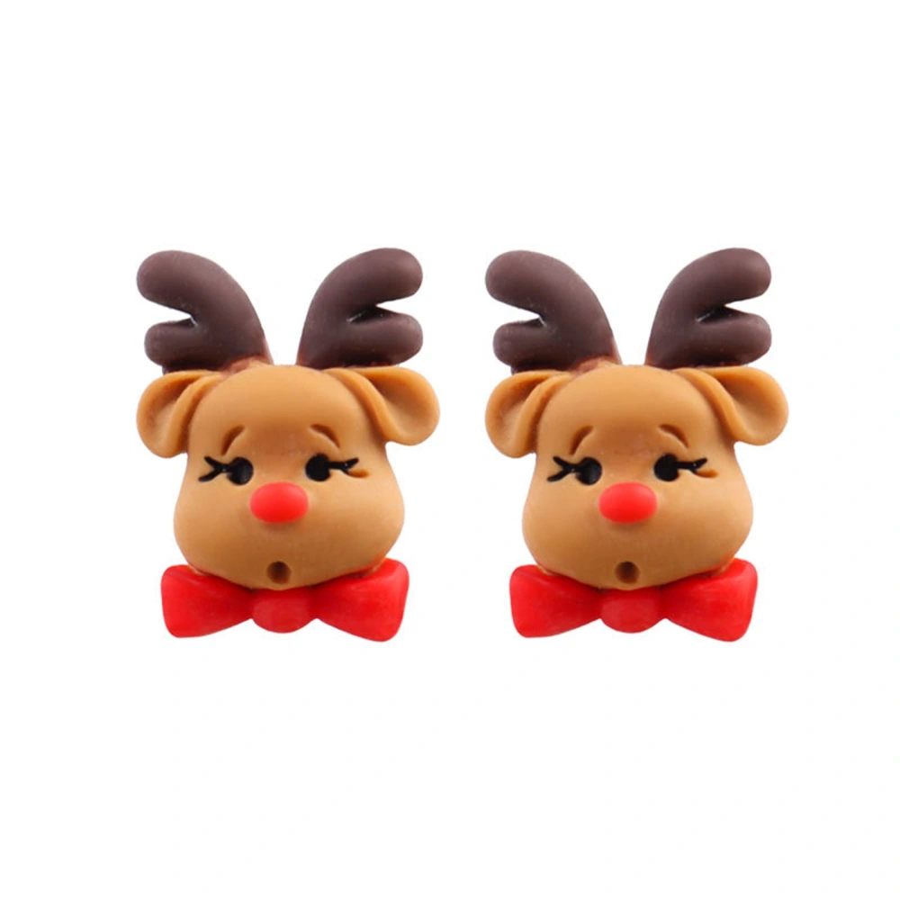 Women Christmas Earrings Cute Resin Elk Stud Earrings Holiday Jewelry