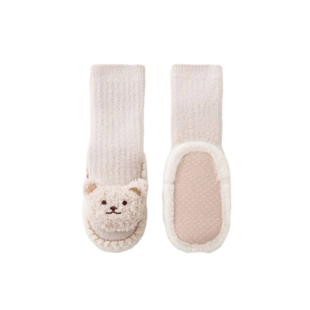 Baby Girl Winter Sock Shoes Soft Non-slip Cute Cartoon Bears Flats 