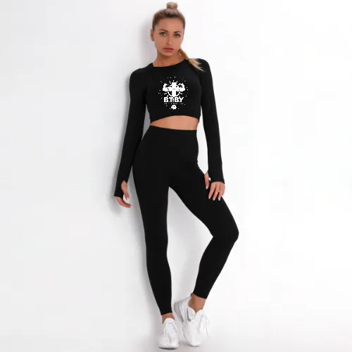 Fashion BTBY Tight-fitting Dot Jacquard Sports Suit