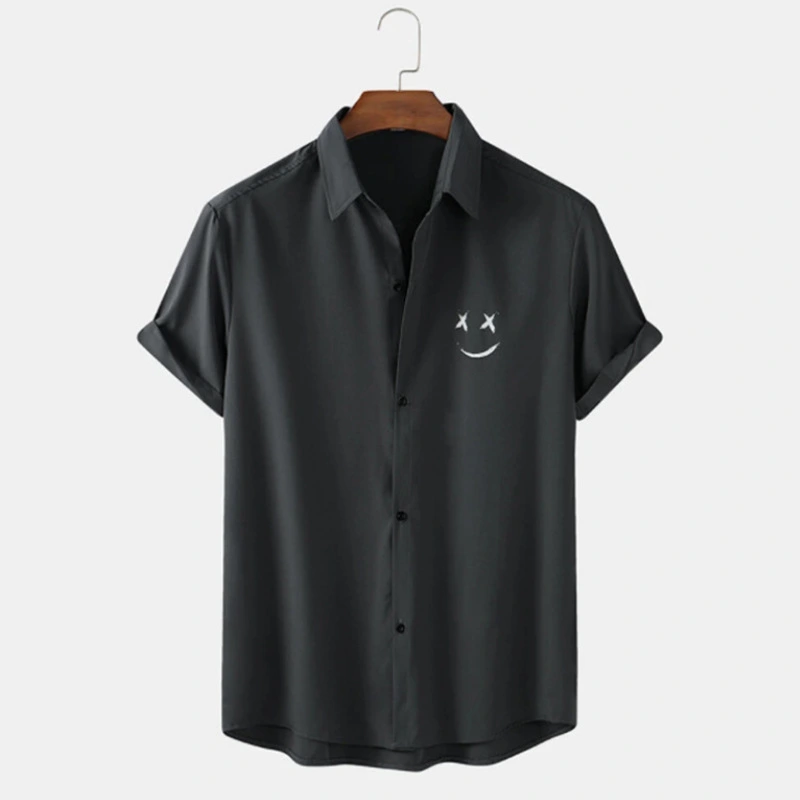 Hong Kong Style Men's Shirt Summer New Fashion Personalized Printing